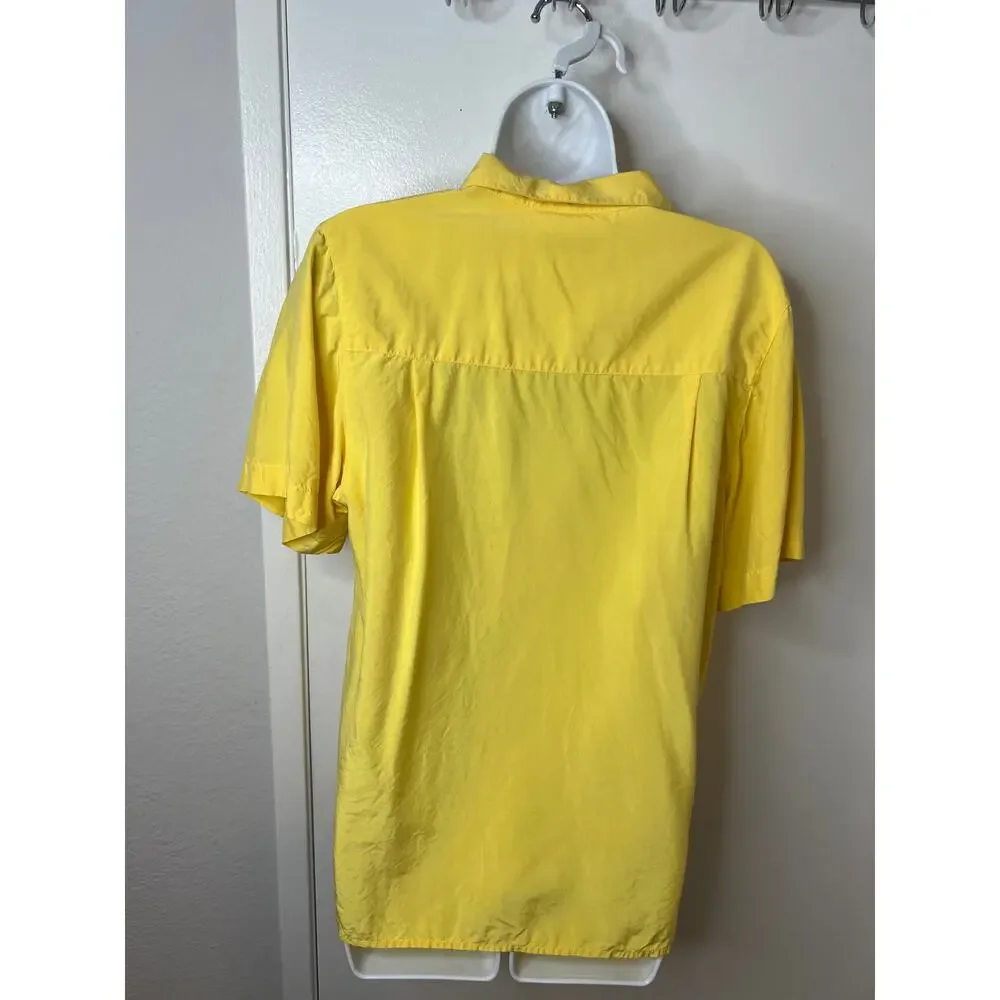 Vintage Andrew Harvey Women's 100% Silk Button Up Short Sleeve Shirt ~ Size 10